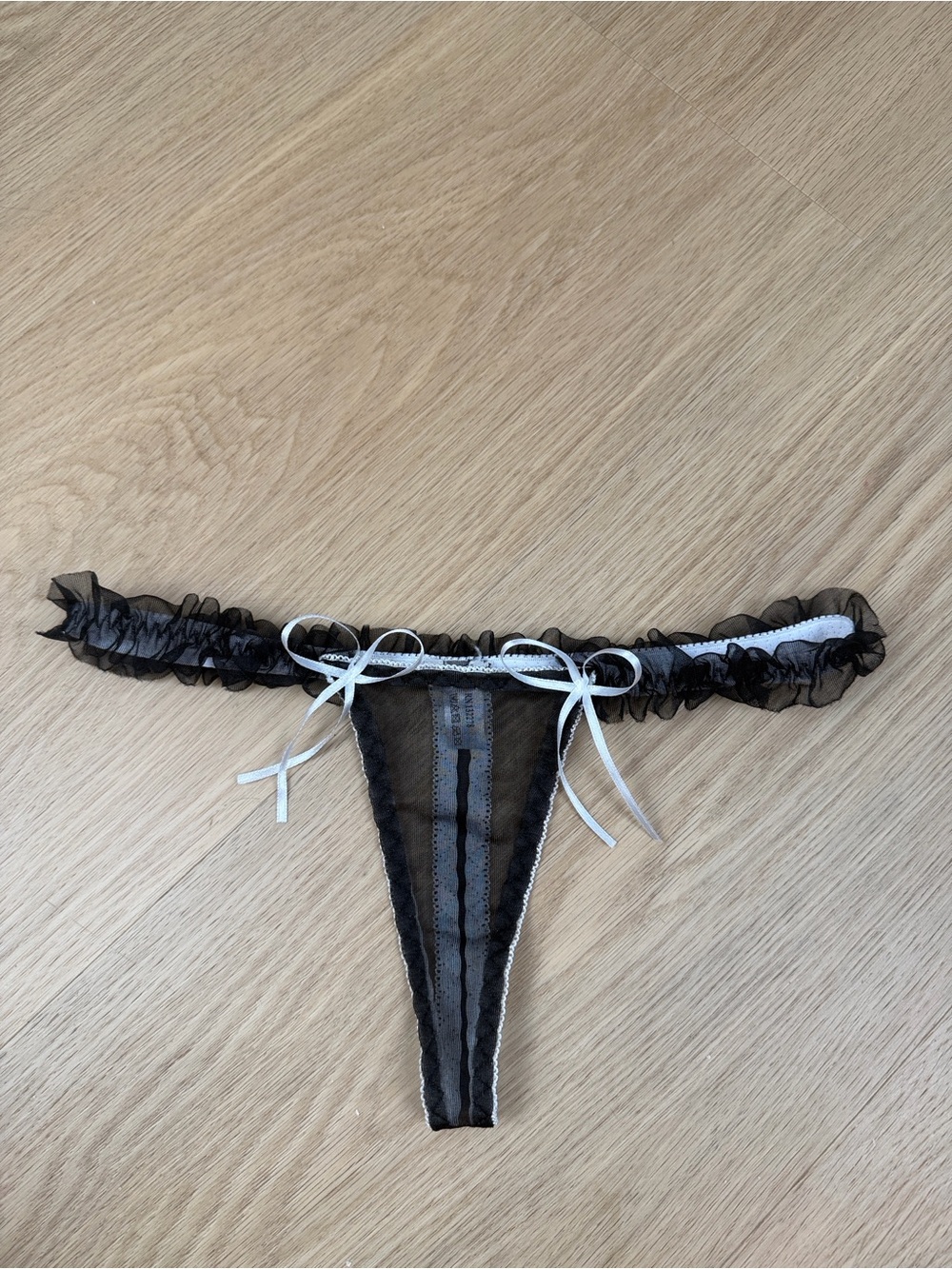 Sheer Mesh Ruffle Thong Panty OS